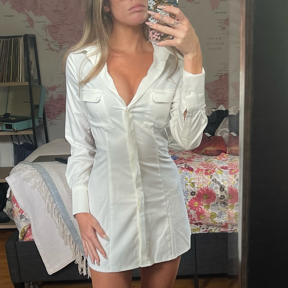 Beginning Boutique Broken Heart Shirt Dress White